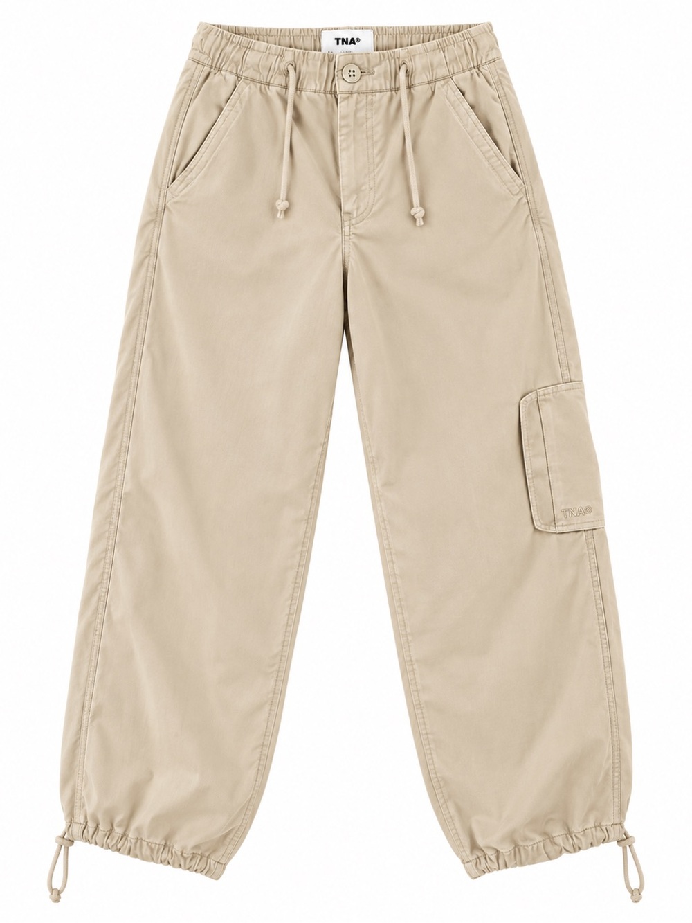 TNA Aritzia Beige Cotton Drawstring Parachute Pants XS